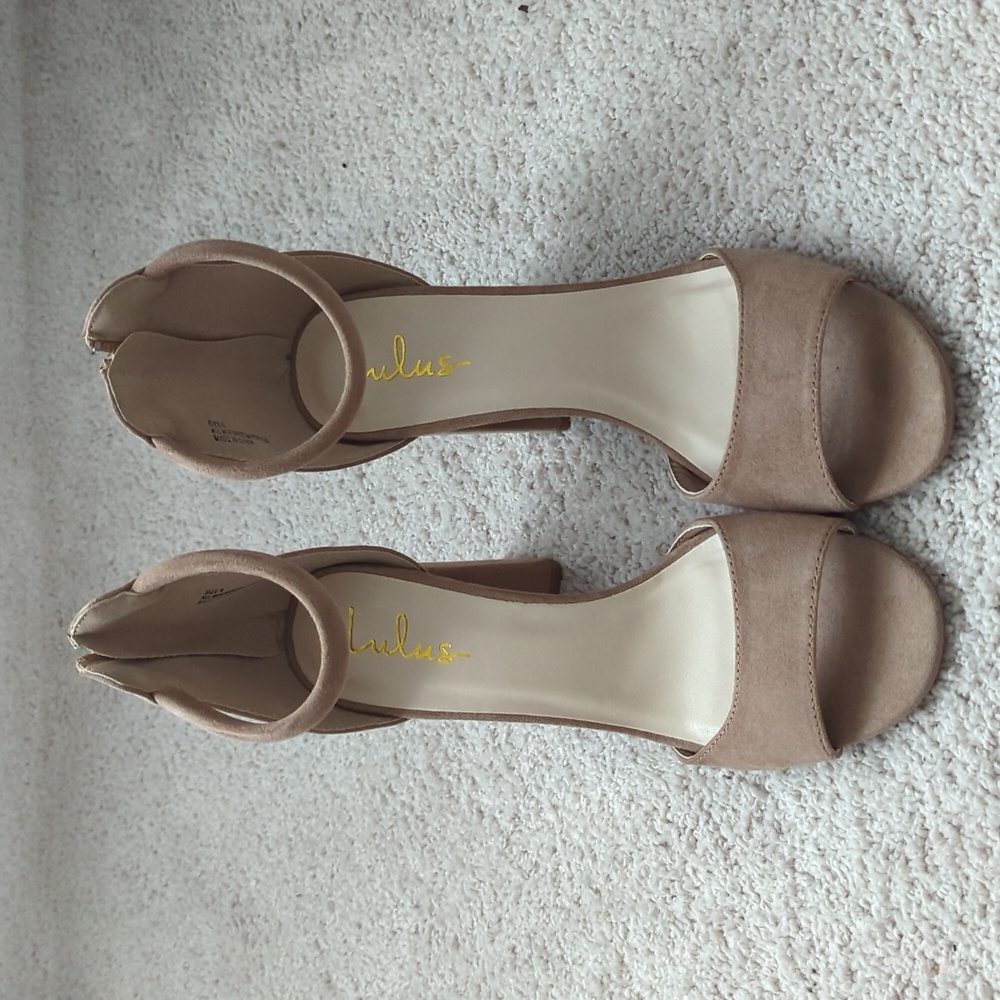 Lulu's Ankle Strap Heels- Taupe 9